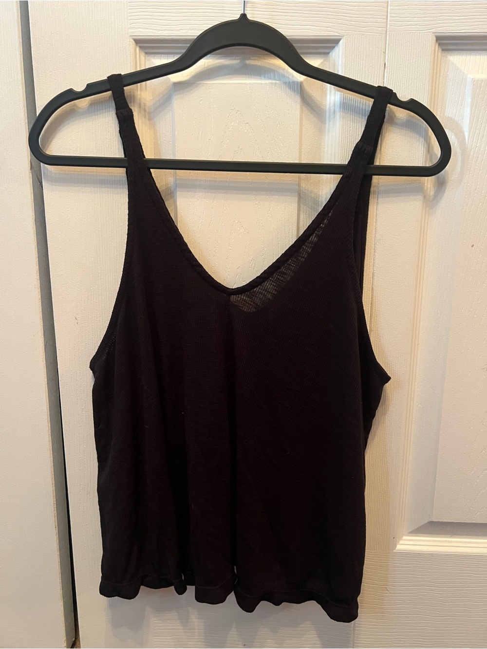 Free People Black V-Neck Ribbed Tank Top